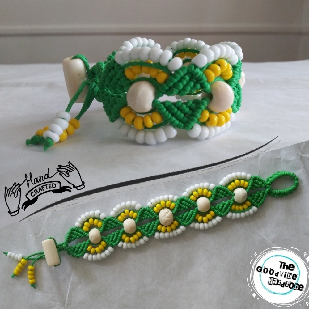 Woven Leaf & Bead Bracelet